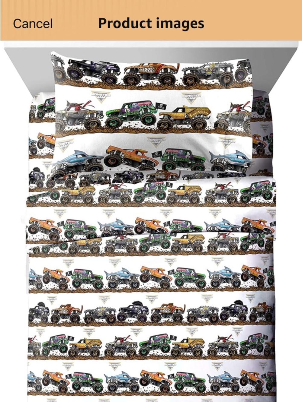 Monster Jam Truck Kids sheets - full